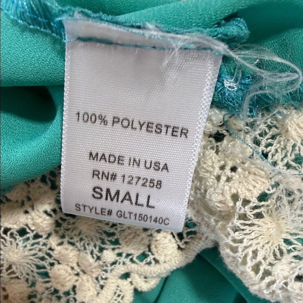 Annabella USA Teal Lace Trim Top Camisole Small Made in USA Layering - Picture 3 of 5